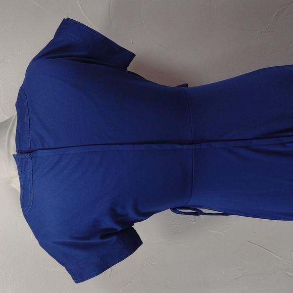 Vintage 60s/70s Blue Empire Waist Maxi Short Sleeve Dress Women's Medium - Picture 4 of 12